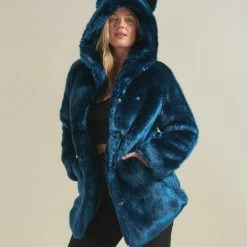 SpiritHoods LLC Royal Wolf Luxe Classic Faux Fur Coat | Women's NIGHT TIME STYLE