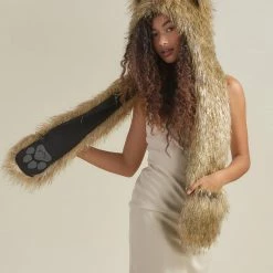 SpiritHoods LLC Glitter Sun Wolf Collector Edition Faux Fur Hood | Women's DAY TIME STYLE