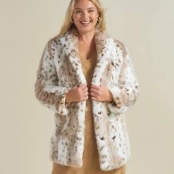 SpiritHoods LLC Siberian Snow Leopard Collared Faux Fur Coat | Women's FESTIVAL