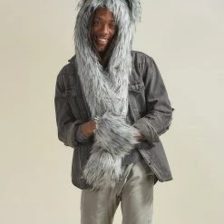 SpiritHoods LLC Glitter Moon Wolf Collector Edition Faux Fur Hood | Men's DAY TIME STYLE