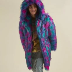 SpiritHoods LLC Northern Lights Calico Leopard Classic Faux Fur Coat | Men's