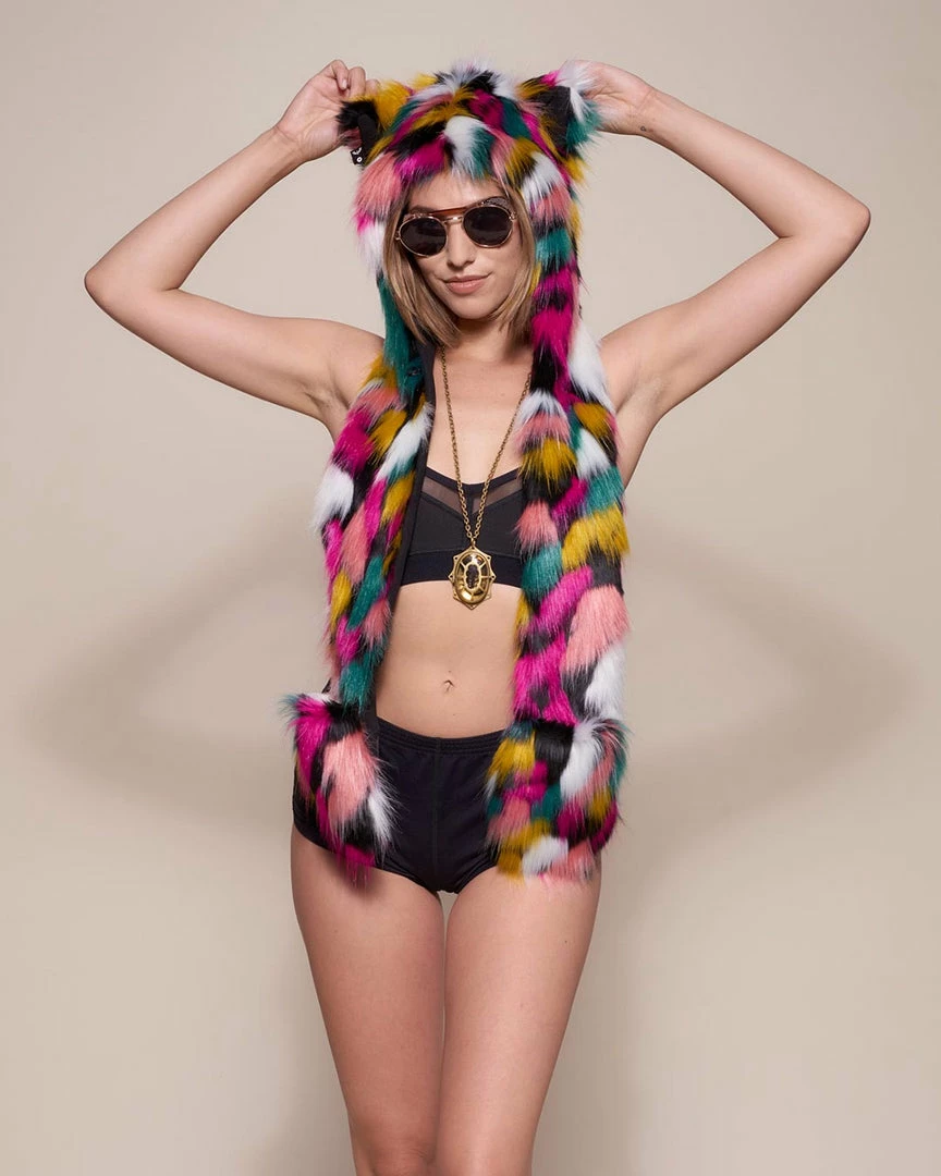 SpiritHoods LLC Rainbow Leopard Collector Edition Faux Fur Hood | Women's VIBRANT COLORS 2 SpiritHoods LLC Rainbow Leopard Collector Edition Faux Fur Hood | Women's VIBRANT COLORS