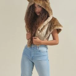 SpiritHoods LLC African Golden Cat Luxe Faux Fur Collector Edition Shawl | Women's