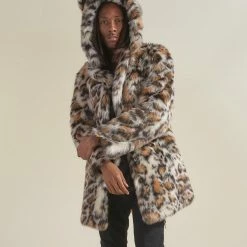 SpiritHoods LLC Clouded Leopard Classic Faux Fur Coat | Men's NIGHT TIME STYLE