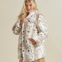 SpiritHoods LLC Siberian Snow Leopard Collared Faux Fur Coat | Women's FESTIVAL