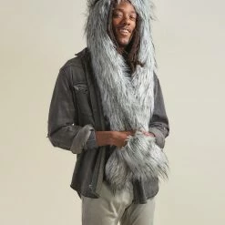 SpiritHoods LLC Glitter Moon Wolf Collector Edition Faux Fur Hood | Men's DAY TIME STYLE