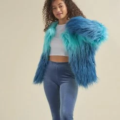 SpiritHoods LLC Sea Alpaca Faux Fur Bomber Jacket | Women's