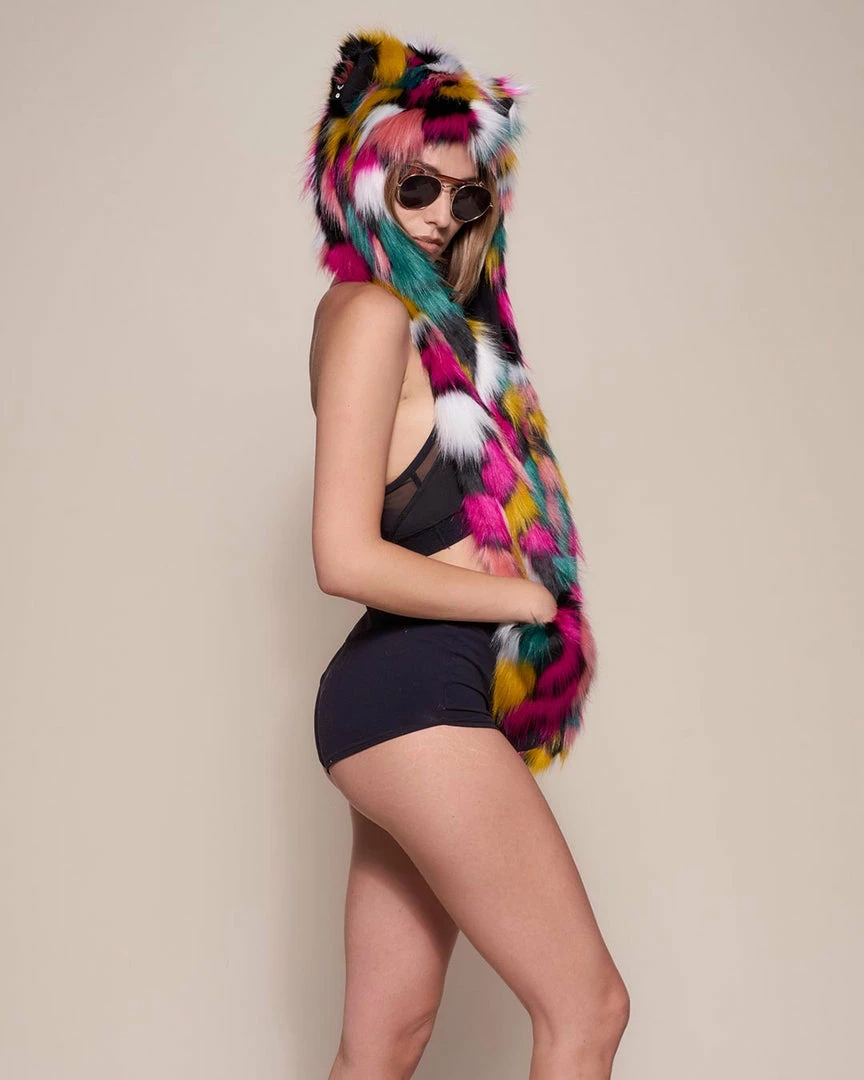 SpiritHoods LLC Rainbow Leopard Collector Edition Faux Fur Hood | Women's VIBRANT COLORS 4 SpiritHoods LLC Rainbow Leopard Collector Edition Faux Fur Hood | Women's VIBRANT COLORS