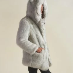 SpiritHoods LLC Arctic Wolf Luxe Classic Faux Fur Coat | Men's NIGHT TIME STYLE
