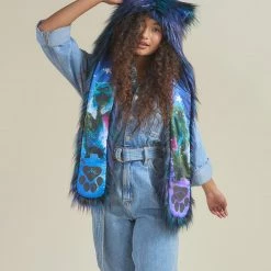 SpiritHoods LLC Artist Edition Lora Zombie Galaxy Cat Faux Fur Hood | Women's DAY TIME STYLE