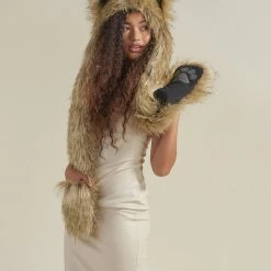 SpiritHoods LLC Glitter Sun Wolf Collector Edition Faux Fur Hood | Women's DAY TIME STYLE