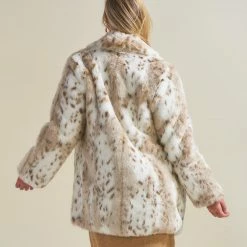 SpiritHoods LLC Siberian Snow Leopard Collared Faux Fur Coat | Women's FESTIVAL