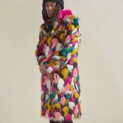 SpiritHoods LLC COLORFUL PARTY ANIMALS Rainbow Butterfly Calf Length Faux Fur Coat | Men's 14 SpiritHoods LLC COLORFUL PARTY ANIMALS Rainbow Butterfly Calf Length Faux Fur Coat | Men's