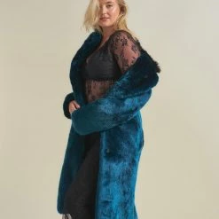 SpiritHoods LLC Royal Wolf Luxe Calf Length Faux Fur Coat | Women's NIGHT TIME STYLE