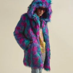 SpiritHoods LLC Northern Lights Calico Leopard Classic Faux Fur Coat | Men's