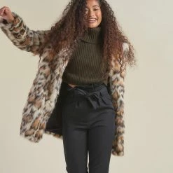 SpiritHoods LLC Clouded Leopard Classic Faux Fur Coat | Women's NIGHT TIME STYLE