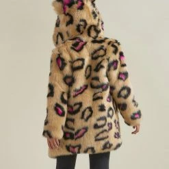 SpiritHoods Pink Spotted Leopard Classic Faux Fur Coat | Women's NIGHT TIME STYLE