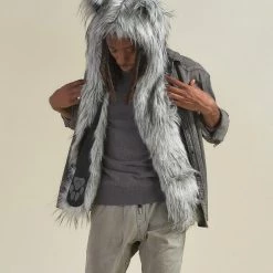 SpiritHoods LLC Glitter Moon Wolf Collector Edition Faux Fur Hood | Men's DAY TIME STYLE