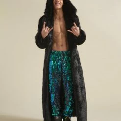 SpiritHoods LLC Black Panther Classic Faux Fur Long Coat | Men's