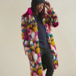 SpiritHoods LLC COLORFUL PARTY ANIMALS Rainbow Butterfly Calf Length Faux Fur Coat | Men's 10 SpiritHoods LLC COLORFUL PARTY ANIMALS Rainbow Butterfly Calf Length Faux Fur Coat | Men's