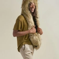 SpiritHoods LLC Glitter Sun Wolf Collector Edition Faux Fur Hood | Men's DAY TIME STYLE