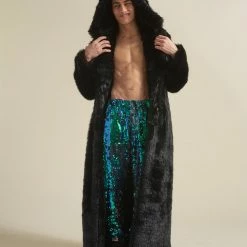 SpiritHoods LLC Black Panther Classic Faux Fur Long Coat | Men's