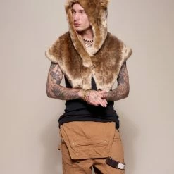 SpiritHoods LLC African Golden Cat Luxe Faux Fur Collector Edition Shawl | Men's