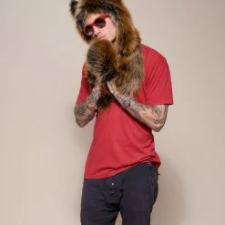 SpiritHoods LLC Red Wolf Faux Fur Hood | Men's FESTIVAL