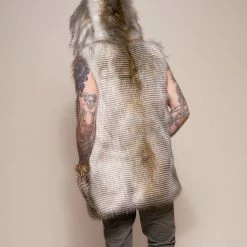 SpiritHoods LLC Alaskan Hawk Hooded Faux Fur Vest | Men's DAY TIME STYLE