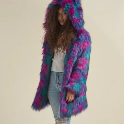 SpiritHoods LLC Northern Lights Calico Leopard Classic Faux Fur Coat | Women's
