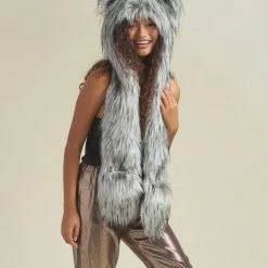 SpiritHoods LLC DAY TIME STYLE Glitter Moon Wolf Collector Edition Faux Fur Hood | Women's