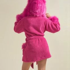 SpiritHoods LLC Lipstick Wolf Classic Short Faux Fur Robe | Women's NEW