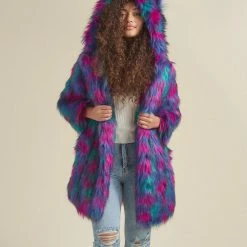 SpiritHoods LLC Northern Lights Calico Leopard Classic Faux Fur Coat | Women's