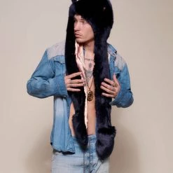 SpiritHoods LLC Indigo Wolf Luxe Collector Edition Faux Fur Hood | Men's DAY TIME STYLE