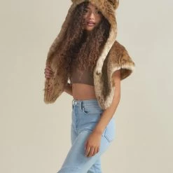 SpiritHoods LLC African Golden Cat Luxe Faux Fur Collector Edition Shawl | Women's