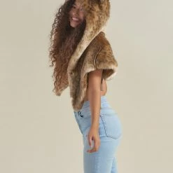 SpiritHoods LLC African Golden Cat Luxe Faux Fur Collector Edition Shawl | Women's