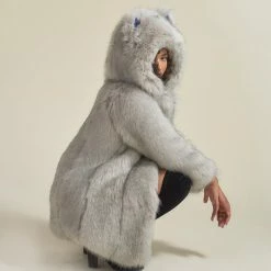 SpiritHoods LLC Arctic Wolf Luxe Classic Faux Fur Coat | Women's NIGHT TIME STYLE