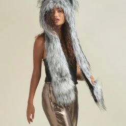 SpiritHoods LLC DAY TIME STYLE Glitter Moon Wolf Collector Edition Faux Fur Hood | Women's