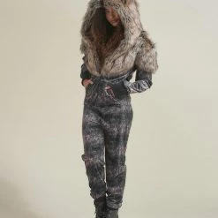 SpiritHoods LLC Grazer Wolf Artist Edition Faux Fur Animal Onesie | Women's DAY TIME STYLE 15 SpiritHoods LLC Grazer Wolf Artist Edition Faux Fur Animal Onesie | Women's DAY TIME STYLE