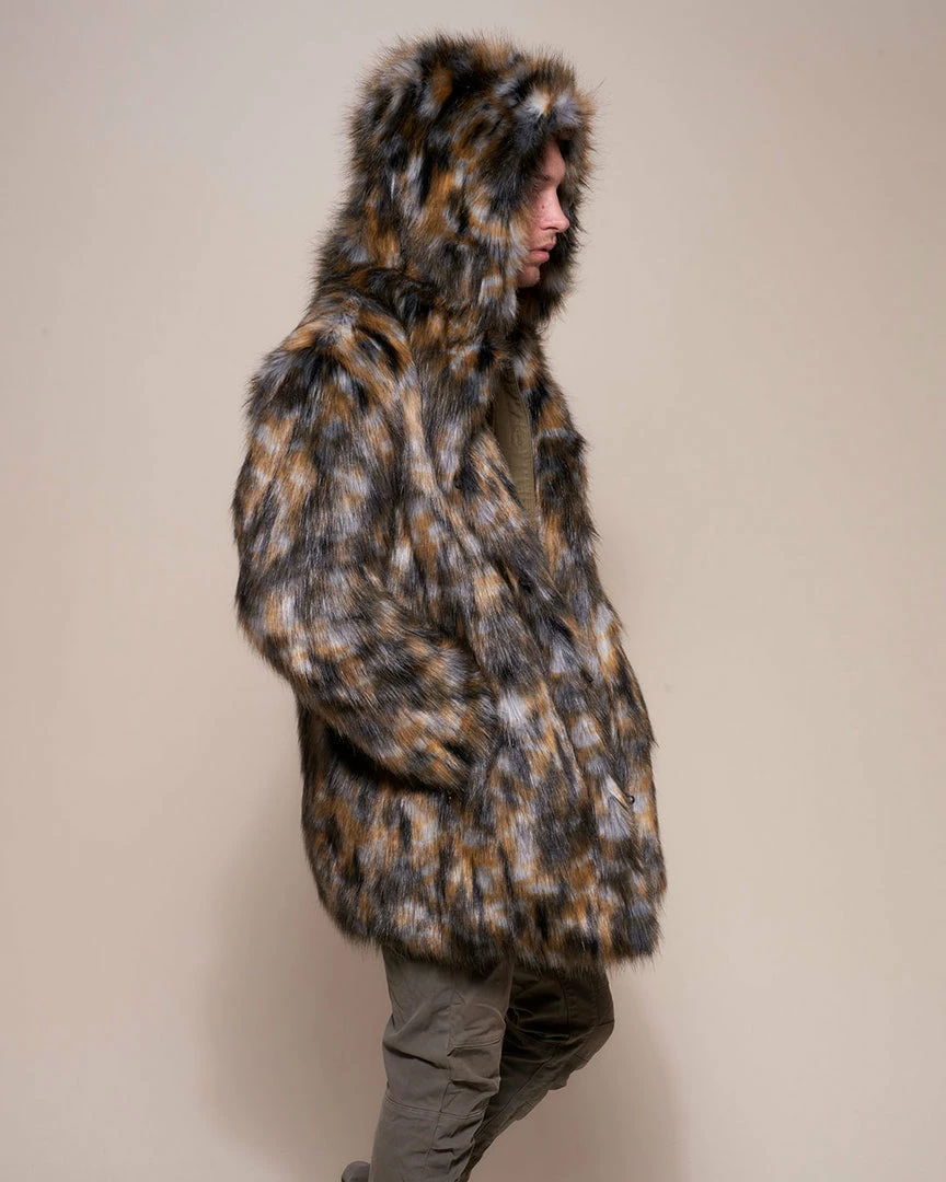 SpiritHoods LLC NIGHT TIME STYLE Brindle Wolf Hooded Faux Fur Coat | Men's 3 SpiritHoods LLC NIGHT TIME STYLE Brindle Wolf Hooded Faux Fur Coat | Men's