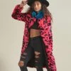 SpiritHoods LLC COLORFUL PARTY ANIMALS Pink Panther Calf Length Faux Fur Coat | Women's