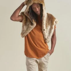SpiritHoods LLC African Golden Cat Luxe Faux Fur Collector Edition Shawl | Men's