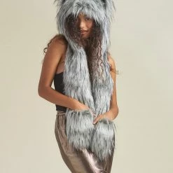 SpiritHoods LLC DAY TIME STYLE Glitter Moon Wolf Collector Edition Faux Fur Hood | Women's