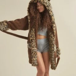SpiritHoods LLC Leopard Classic Short Faux Fur Robe | Women's NEW