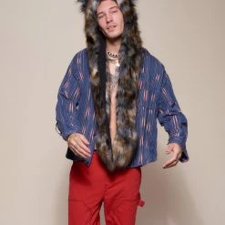 SpiritHoods LLC Brindle Wolf Collector Edition Faux Fur Hood | Men's DAY TIME STYLE