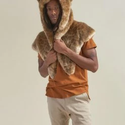 SpiritHoods LLC African Golden Cat Luxe Faux Fur Collector Edition Shawl | Men's