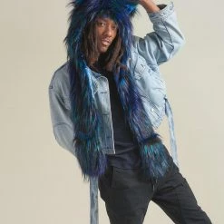 SpiritHoods LLC DAY TIME STYLE Artist Edition Lora Zombie Galaxy Cat Faux Fur Hood | Men's