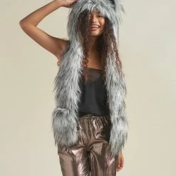 SpiritHoods LLC DAY TIME STYLE Glitter Moon Wolf Collector Edition Faux Fur Hood | Women's