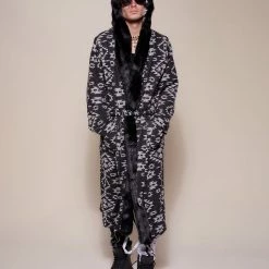 SpiritHoods LLC Santa Fe Wolf Classic Faux Fur Style Robe | Men's NIGHT TIME STYLE