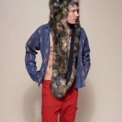 SpiritHoods LLC Brindle Wolf Collector Edition Faux Fur Hood | Men's DAY TIME STYLE